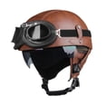 thumbnail image 2 of Casco de motociclismo de media carcasa, novedoso y moderno, con lente de protección solar. Marrón M, 2 of 9
