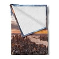 thumbnail image 2 of USA Soft Flannel Fleece Throw Blanket, Aerial View of the Manhattan Skyline at Sunset Famous Financial District NYC, Cozy Plush for Indoor and Outdoor Use, 50" x 70", Blue Orange White, by Ambesonne, 2 of 5