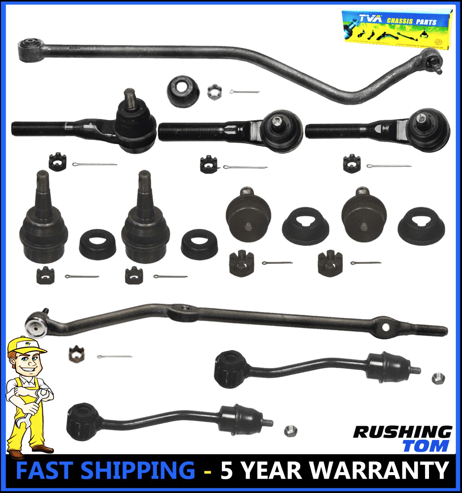 11Pc Complete Front Suspension Kit for 1997-2006 Jeep TJ Wrangler RWD 4WD -  