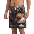 thumbnail image 2 of KLL Steampunk Squirrel Pilot Men's Casual Summer Beach Shorts Hawaiian Shorts with Pockets-Large, 2 of 5