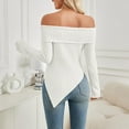 thumbnail image 2 of zaveiop Womens Cute Bow off Shoulder Knitted Sweater Shirt Tops Sexy Side Slit Pullover Trendy Y2k Aesthetic Clothes (White, L), 2 of 7