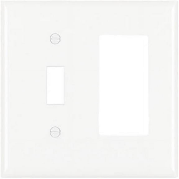 TP126WCC12 2 Gang 1 Toggle Opening & 1 Decorator Opening Nylon Wall Plate, White