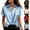 #01 Sky Blue, variant on Womens Silky Satin Blouse Button Down Collared Short Sleeve Twist Hem Shirts Silky Soft Work Office Casual Tops,XXL,#01 Beige