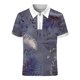 thumbnail image 3 of Camisas Para Hombre Hombres Primavera y verano Camisa Solapa Cremallera Casual Manga corta Camisa suelta Elegante Camisa estampada Top (Navy, XXL), 3 of 5
