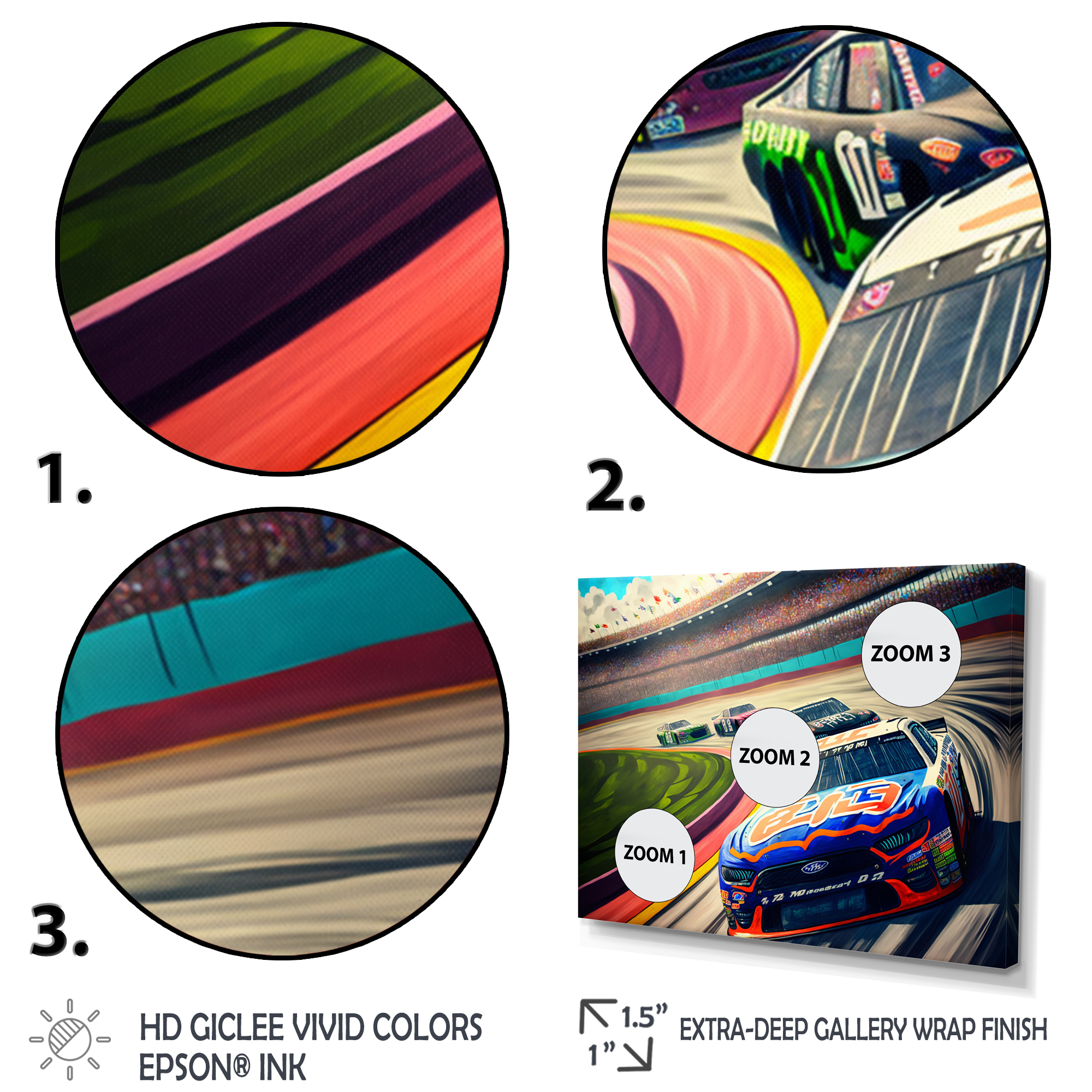 Designart Daytona Stock Car Racing Last Lap II Canvas Wall Art