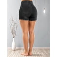 thumbnail image 6 of Women's High Waist Ripped Denim Shorts 3 Button Raw Hem Distressed Stretch for Casual Summer Black, 6 of 8