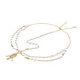thumbnail image 4 of Unique Bargains 1 Pc Headpiece Faux Diamond Wooden Beads Head Chain Gold Tone, 4 of 5