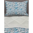 thumbnail image 3 of Ocean Comforter & Sham Bedding Set, Wavy Sea Pattern Ornamental Marine Illustration with Curved Stripes, 3 pcs Duvet Set Microfiber Filling Quilt, 5 Sizes, Pale Blue White, by Ambesonne, 3 of 4