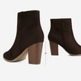 thumbnail image 3 of Dream Pairs Women's Fashion Chunky Block Heel Ankle Boots Party Work Ankle Boots ANITA DARK/BROWN/SUEDE Size 6, 3 of 6