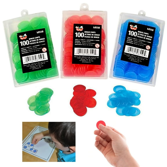 NEW 300 Professional 3/4 inch Bingo Game Chips 100 each of 3 colors