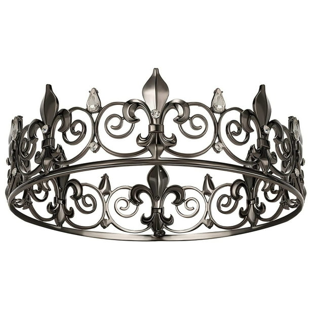 Gothic Full King Crown Metal Crowns and Tiaras for Men & Boys, Goth