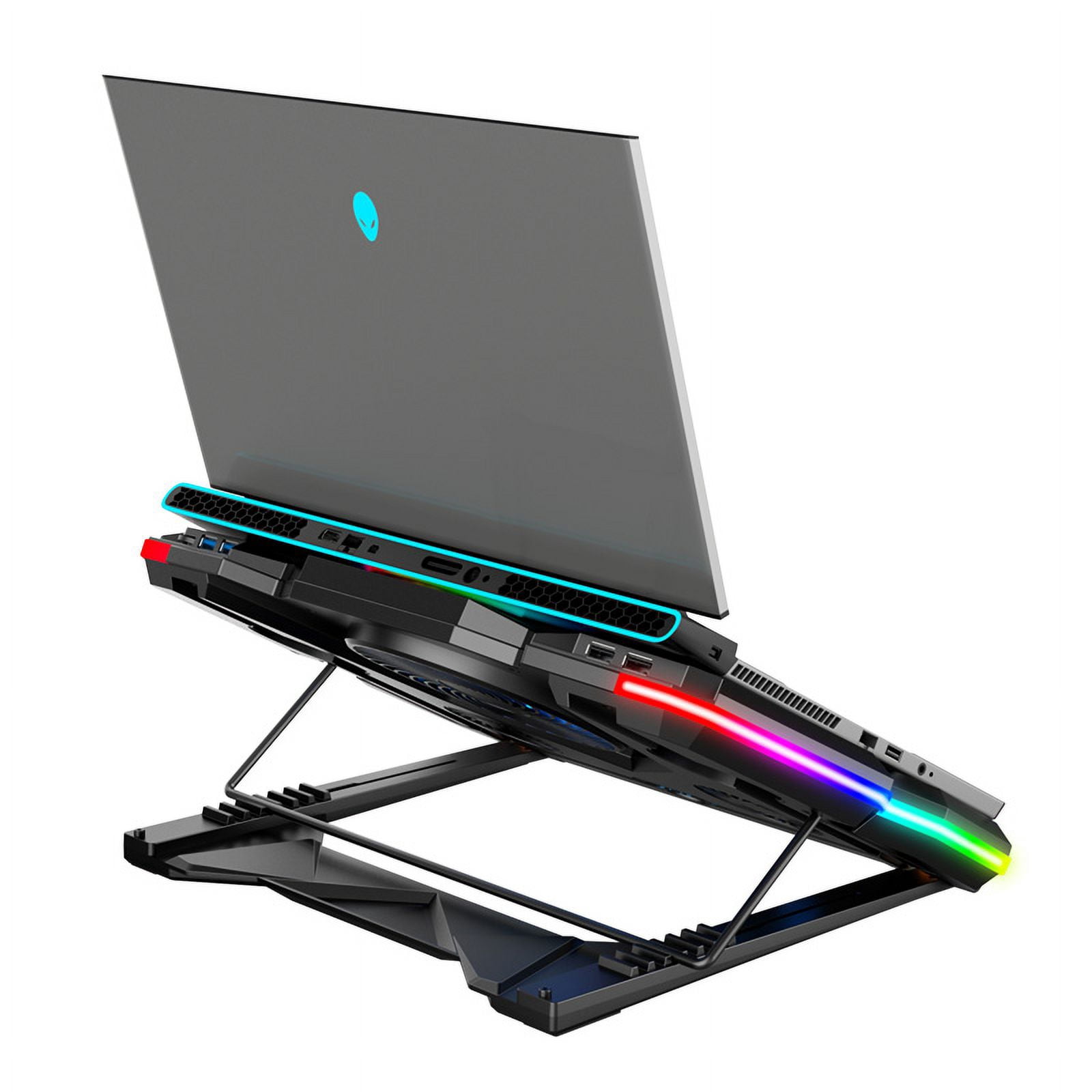 Laptop Cooling Pad for 12-17 Inch, Gaming Laptop Cooler with 5 Quiet Fans, RGB LED Lights