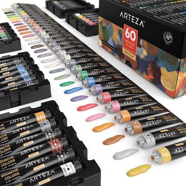 ARTEZA Gouache Paint, 12ml Tubes, Set of 60