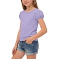 thumbnail image 3 of Diufon Girls T Shirts Kids Puff-Sleeve Summer Soft Cotton Tops Casual Short Sleeved Crewneck Basic Tee Tops, 3 of 10