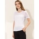 thumbnail image 3 of Camisa de manga corta con Cuello Redondo y encaje con Abertura En la espalda Allegra K Blanco M, 3 of 5