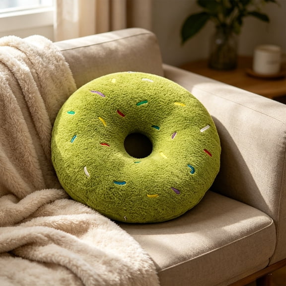 Donut Pillow Cushion Soft Cozy Decorative Throw Pillow for Living Room Bedroom Sofa Chair Cotton Material Green