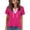 Hot Pink, variant on Staron Women Tie Front V Neck Short Sleeve Solid Boho Vacation Beach Travel Loose Tops Blouse V-Neck Lace Up Top, Black XL