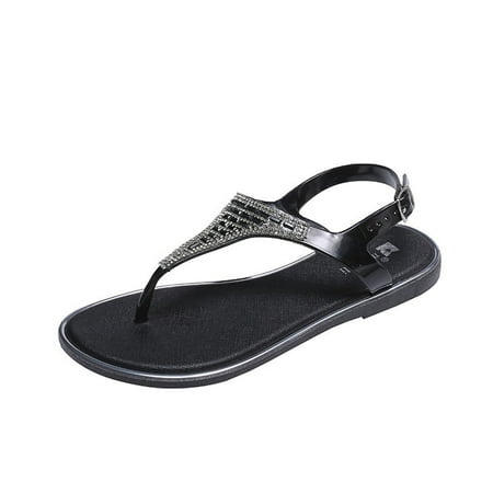 

Couple Women Flip Flops Shoes Beach Sandals Outside Rhinestone Buckle Casual Slippers