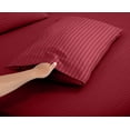 thumbnail image 5 of ROYALE LINENS Striped Bed Sheet Set - Microfiber 1800 Bedding - 1 Fitted Sheet, 1 Flat Sheet, 2 Pillowcase - Wrinkle & Fade Resistant - 4 Piece Damask Stripe Bed Sheet Set (Stripe Burgundy, Queen), 5 of 10