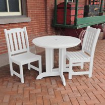 Highwood's 36" Round 3-pc Lehigh Dining Set - Dining Height, Outdoor, Eco-friendly, Synthetic Wood