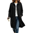 thumbnail image 2 of WIZUTIZ Women's Solid Color Button Down Lapel Collar Coat Mid-Length Long Sleeve Pockets Loose Fit Casual Winter Warm Outerwear, 2 of 7