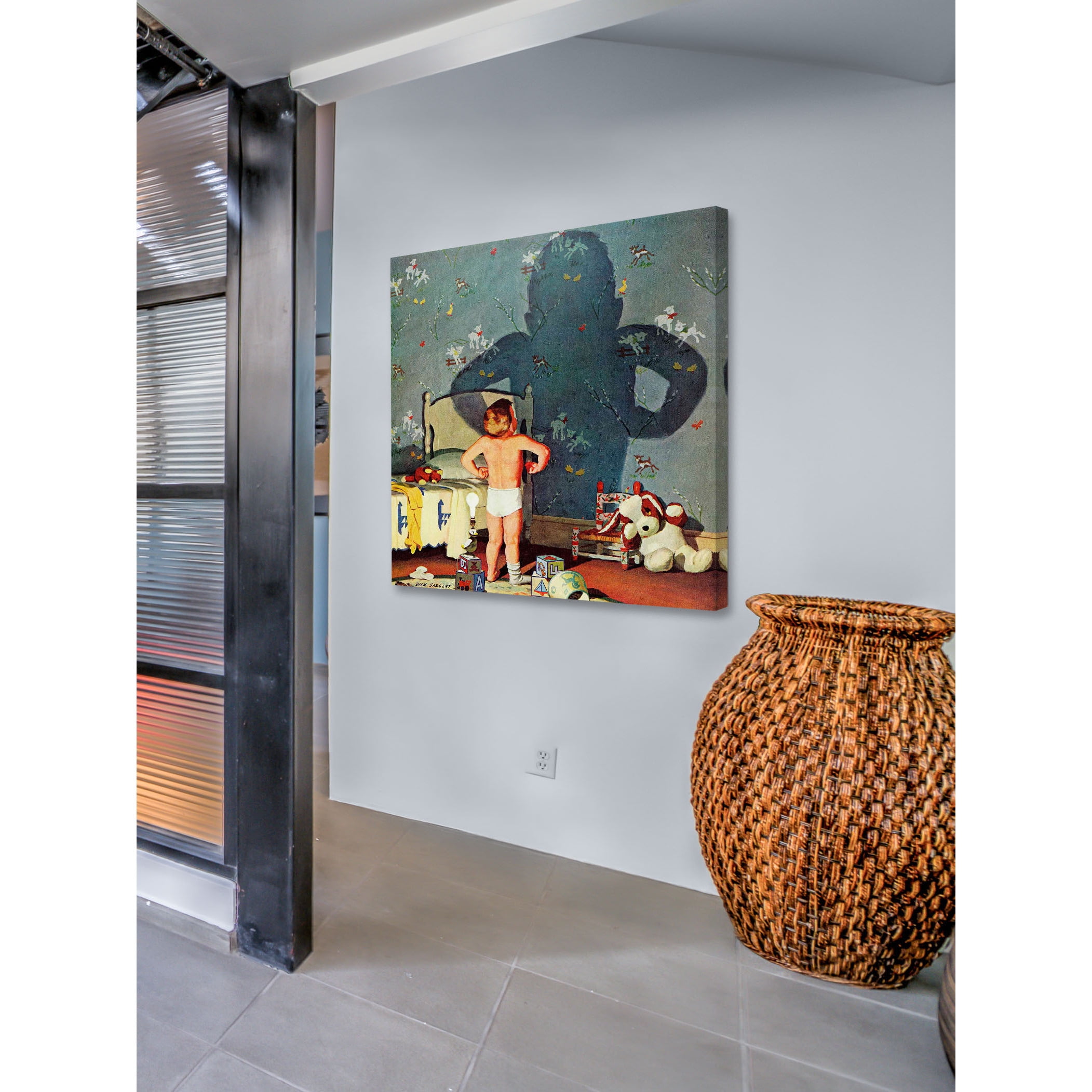 "Big Shadow, Little Boy" Painting Print on Wrapped Canvas