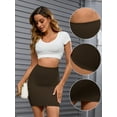 thumbnail image 3 of Unique Bargains Women's Body Shaper Slip High Waisted Tight Skirt Half Slips S Brown, 3 of 6