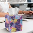 thumbnail image 4 of FKELYI Tropical Monstera Leaf Print Squared Tissue Box Cover Tissue Holder Organizer Snap Button Design Facial Paper Holder Cover Faux Leather Home Office Decor, 4 of 7