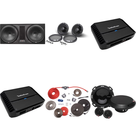 Rockford Sub Enclosure with Amplifier and 1 Pair 6.5" 2-Way Speakers and 1 Pair 6.5" Coaxial with Full Range Amplifier