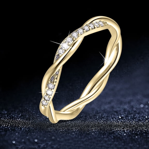 Zirconia Fashion Ring for Women, Elegant Everyday Jewelry, 5.7 cm, Gold
