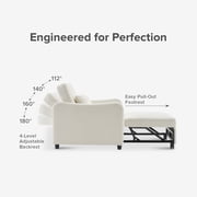 Mopio Sophie 4-in-1 Convertible Sleeper Chair Bed, Accent Chair, Armchair, Chaise Lounge, Comfy Reading Chair, Pull Out Bed with Adjustable Backrest & Spill-Resistant Boucle for Living Room, Bedroom