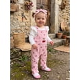 thumbnail image 4 of Loicainy Infant Baby Girl Fall Clothes Set 3 6 9 12 18 Months Long Sleeve Romper with Cherry Print Overalls Headband Outfits, 4 of 7