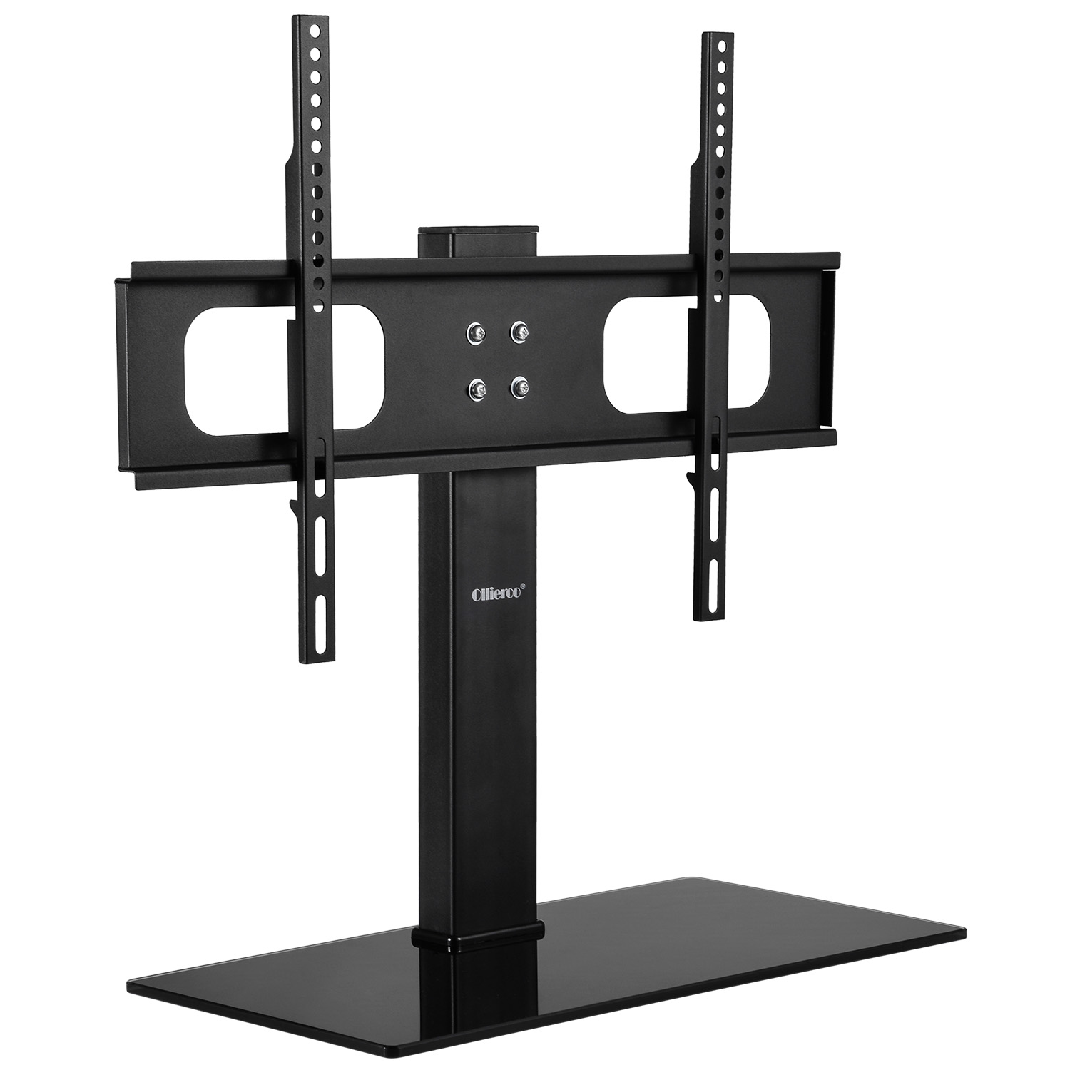 Allieroo Table Top TV Stand for most 32 60 inch TVs; Black Glass Base