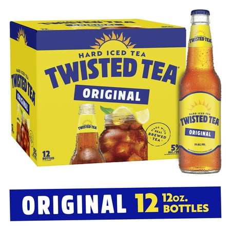 Twisted Tea Original Hard Iced Tea, 12 pack, 12 fl oz Glass Bottles, 5% ABV