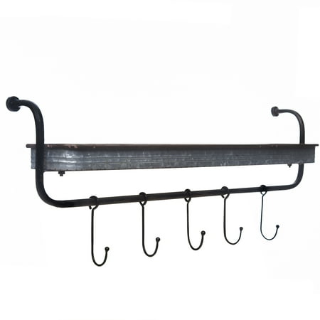 Gallery Solutions Rustic Galvanized Metal Wall Shelf Storage with (Best Home Storage Solutions)