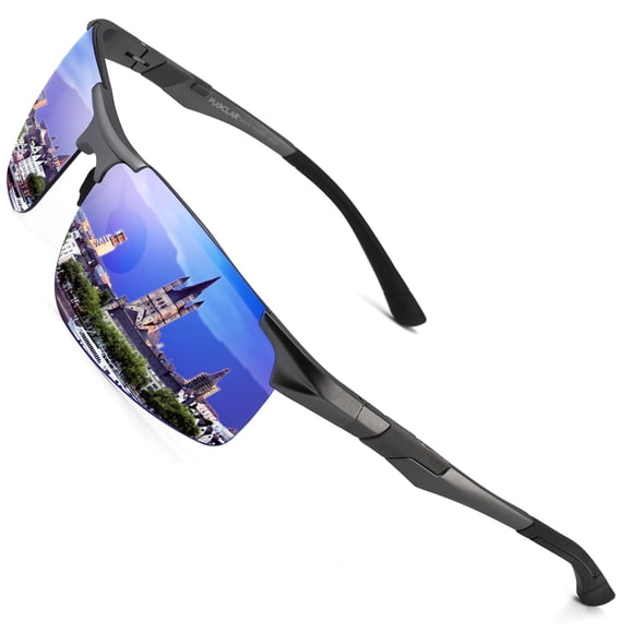 PUKCLAR Mens Sunglasses Polarized Sports Sunglasses Al-Mg Metal Frame Goggles