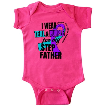 

Inktastic Suicide Prevention I Wear Teal and Purple for My Step Father Gift Baby Boy or Baby Girl Bodysuit