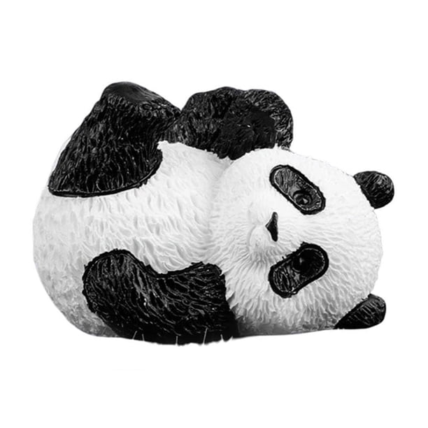 Panda de madera brasileña Mini estatua de panda de resina de árbol brasileño para decoración hidropónica de panda de madera brasileña Divertida mesa de escritorio interior O