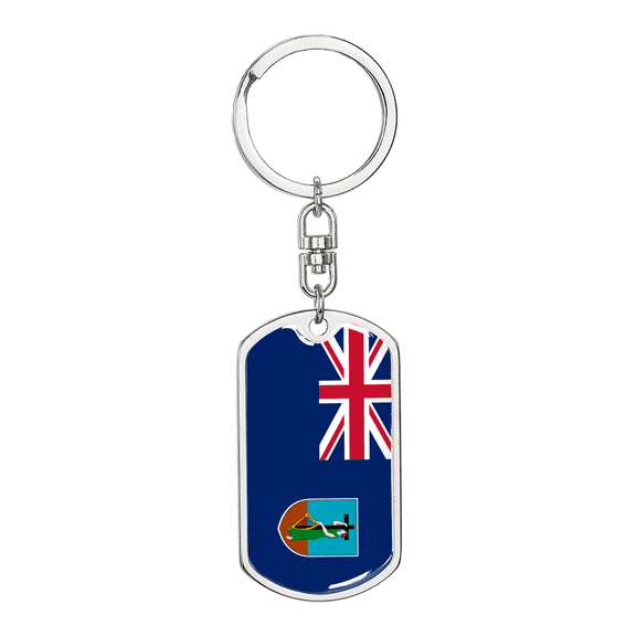 Montserrat Flag Swivel Keychain Dog Tag Stainless Steel or 18k Gold