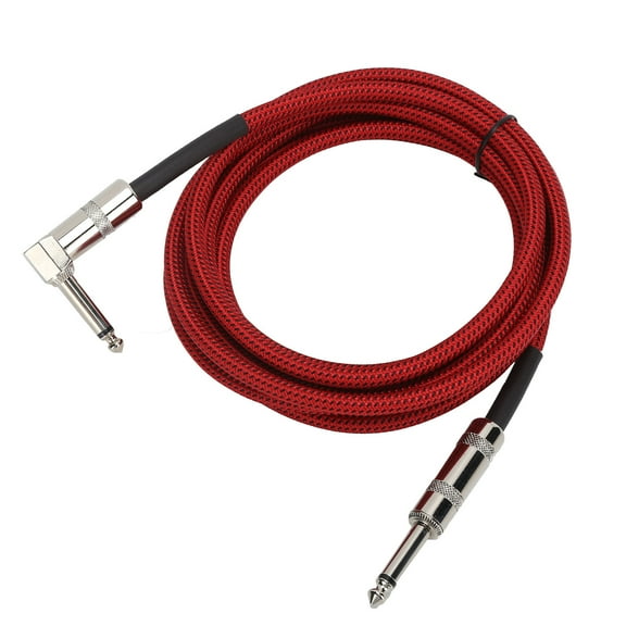 Electric Guitar Amp Cable - 6.35mm (1/4in) Audio Connection Cord for Musical Instruments - Red - 3m / 9.8ft