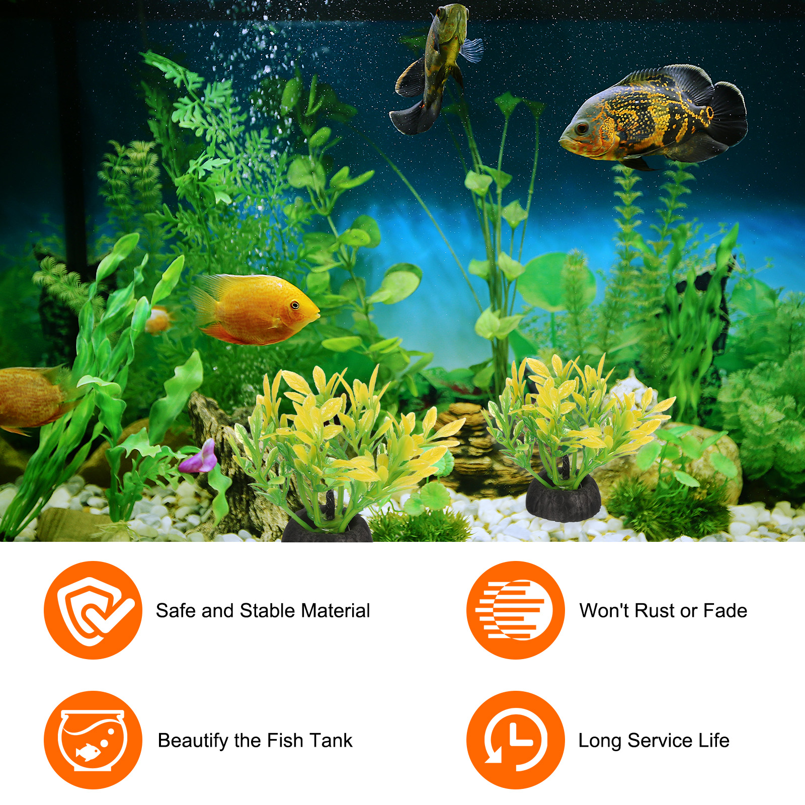 Unique Bargains Aquarium Artificial Plants Decoration for Tank Green Yellow-Green