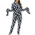 thumbnail image 2 of Defitshape Women's Long Sleeve Onesie Pajama Fuzzy Fluffy Fleece Flannel Hoodie Soft One Piece Sleepwear Royal Blue Small, 2 of 5