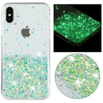 Luminous Case for iPhone XS Max, Glow in the Dark Fluorescent Glitter Case for Women Girls, Bling Sparkle Lightweight Slim Shockproof Protective Phone Cover for iPhone XS Max, Green