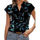 thumbnail image 1 of Camisa de manga corta para mujer, camisa con cuello en V, camisa estampada de moda, Top informal suelto de verano, negro XL, 1 of 4