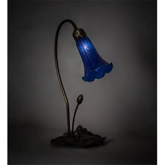 Meyda Lighting 16" High Blue Tiffany Pond Lily Accent Lamp