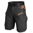 thumbnail image 3 of Patriotic American Flag Shorts for Men Patriotic Graphic Distressed Washed Shorts with Pocket Outdoor Military Casual Work Cargo Shorts Freedom We the People Independence Day Golf Shorts,Black XL, 3 of 3