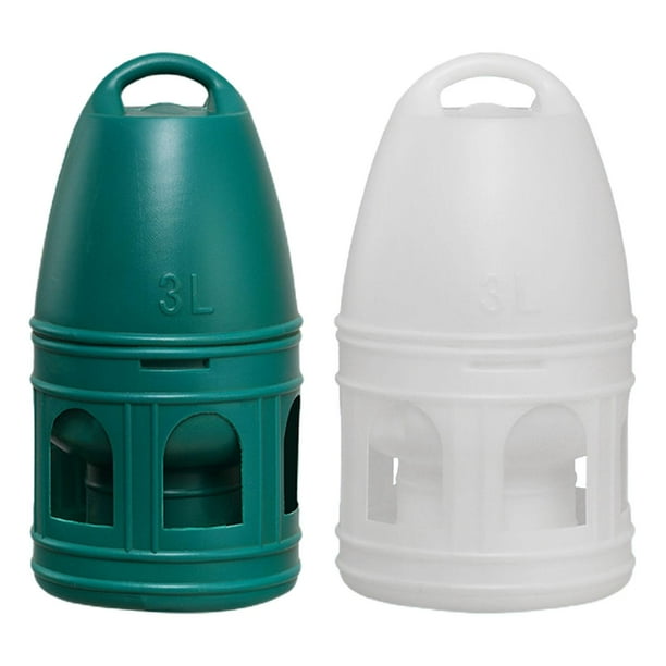 2 piezas de bebedero de agua para pájaros duradero, comedero para pájaros, accesorios para jaulas de pájaros con asa. 3L Verde Blanco