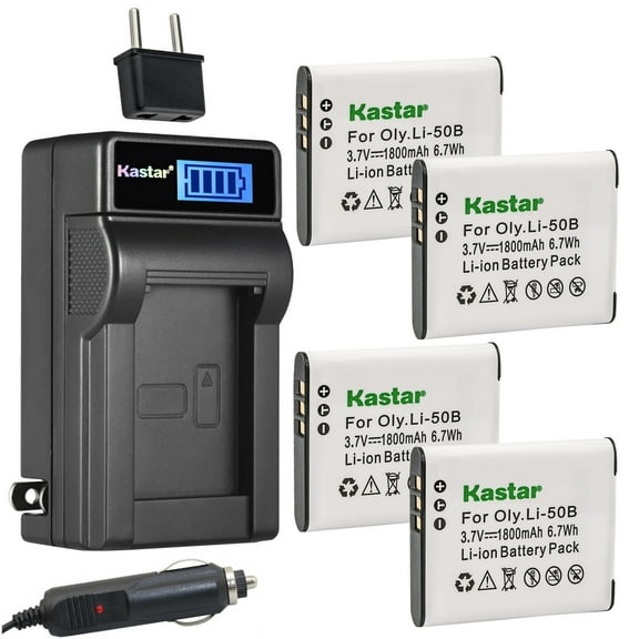 Kastar 4-Pack VW-VBX090 Battery and LCD AC Charger Compatible with Panasonic HX-WA03, HX-WA03H, HX-WA03W, HX-WA2, HX-WA20, HX-WA20H, HX-WA20W, HX-WA2A, HX-WA2D, HX-WA2GK, HX-WA3 Digital Cameras