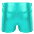 thumbnail image 2 of JanJean Girls Metallic Shiny Sports Shorts Ballet Dance Workout Gymnastic Hot Shorts Bottoms Activewear Blue Green 8, 2 of 5