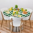 thumbnail image 2 of St. Patrick''s Decor Round Fitted Tablecloth Green Clover Grid Small Round Table Cover with Elastic Edge Wipeable Holiday Circle Table Cloths for Party Patio Kitchen Decor Fit for 40"-44" Table, 2 of 6